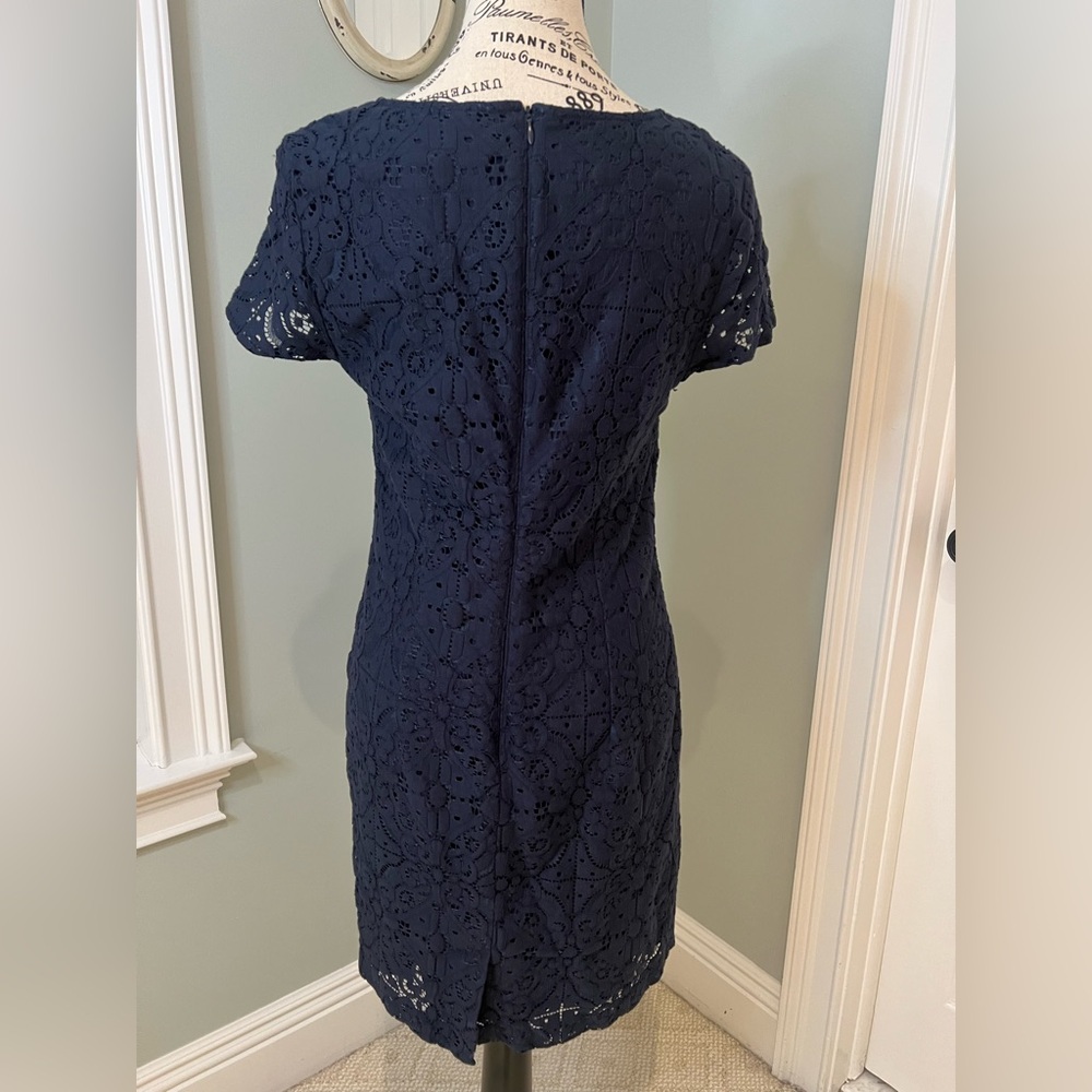 Banana Republic Navy Lace Sheath Dress | Size 6 | Zipper Back | Like New - Picture 6 of 13